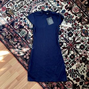 Reformation Edie Mini Dress in Navy - Ribbed